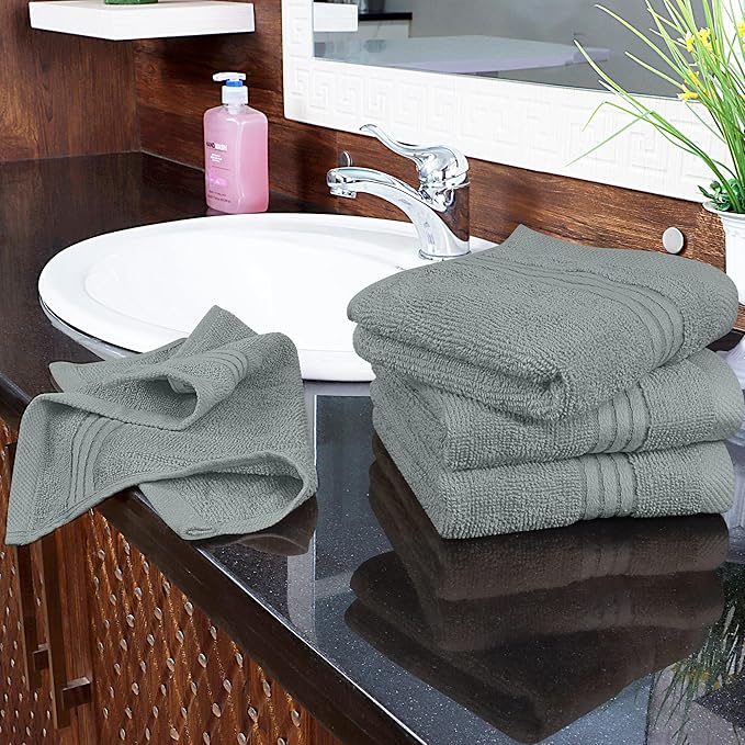Utopia Towels Wash Cloths Set, 12 by 12 Inches, 100% Cotton Ring Spun, Highly Absorbent and Soft Feel Washcloths for Bathroom, Spa, Gym, and Face, 12 Pack Cool Grey