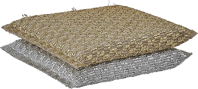 Gold and Silver Kitchen Sponge Scrubber, Heavy Duty Metallic Sink, Pot, Dish Washing Scrubber Non-Scratch, Non-Metal, Kosher Sponge, Pack of 12 (Superio)