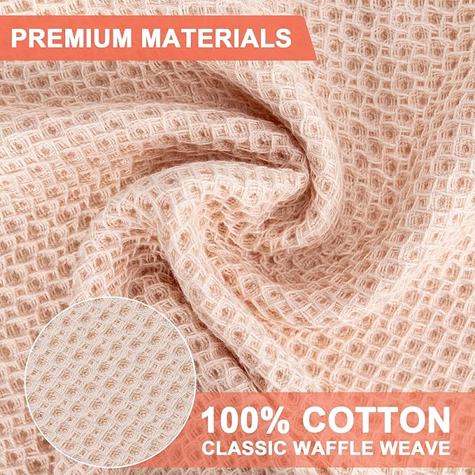BOOMIBOO 6-Pack Kitchen Dish Cloths, 100% Cotton Waffle Weave, Ultra Soft Absorbent, Quick Drying Dish Towels, 12x12 Inches,Multi Color