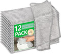 12Pcs Multipurpose Wire Dishwashing Cloths, Non-Scratch Wire Dishcloths, Double Layer & Wet & Dry Cleaning Cloths, Steel Mesh Cleaning Rags for Dishes/Metal/Home/Kitchen