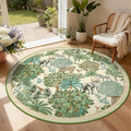 GarveeHome Jungle Round Washable Rugs 6ft Non-Slip Soft Round Rug for Kids Room, Forest Animal Print Tiger Circle Carpet for Bedroom Entryway Playroom Nursery, Beige