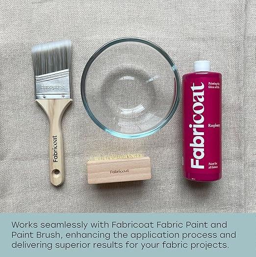 Fabricoat Brush Combo – Cleaning Brush and 60mm/2.5 inch Angled Cutting in Paint Brush – Wooden Handles - Use to Clean and Apply Fabricoat Fabric Paint