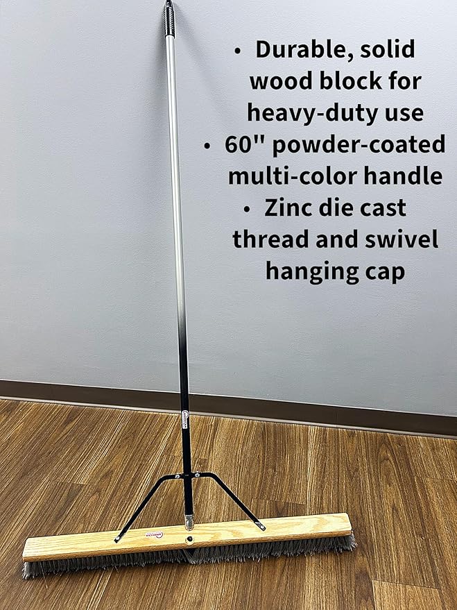 Pbsa36004 Heavy Duty 36" Smooth-Surface Push Broom with Silver/Black Handle