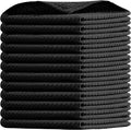 Black Waffle Dishcloths, 12x12 Inch, Absorbent, Soft, and Durable, Quick Drying, Reusable, Machine Washable, 100% Cotton, Perfect for Cleaning, Multipurpose Dish Towels, Set of 12