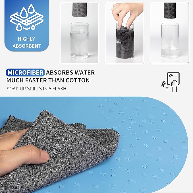 MR.SIGA Waffle Pattern Cleaning Cloths, Reusable Absorbent Microfiber Cleaning Cloths, Lint Free Microfiber Kitchen Towels, 6 Pack, Gray, 12.6 x 12.6 inch