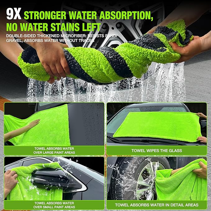 1400 GSM Car Drying Towel-48’’x24’’Extra Large Super Absorbent Twisted-Loop, Non-Streak Microfiber Car Wash Drying Towels Detailing/Cleaning Towels for Cars/Trucks/SUVs