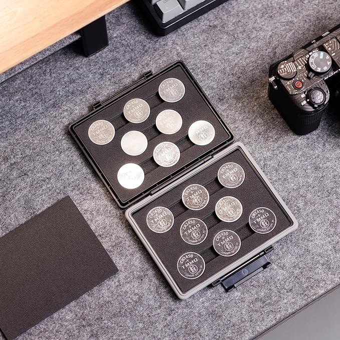 JJC CR2450 CR2430 CR2412 Battery Case Holder Storage,Water-Resistant,Button Coin Cell Batteries Storage Organizer Box for 16x CR 2450 CR2430 CR 2412 3V Lithium battery (Batteries Not Included)