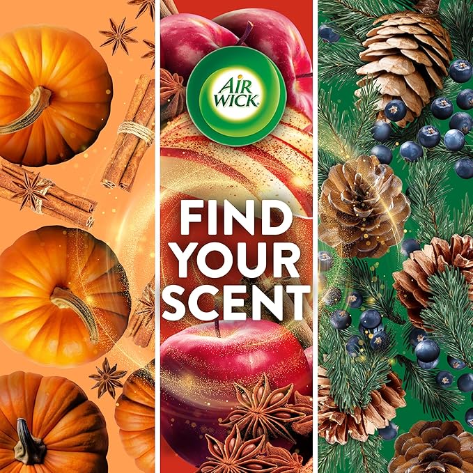 Air Wick Plug-In Scented Oil Refill, 5 Ct, Fresh Pine and Juniper, Air Freshener, Essential Oils, Fall Scent, Fall Décor