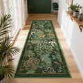 GarveeHome Jungle Rug 2.5x10 Kitchen Runner Rug Non Slip Washable Runners for Hallways, Animal Print Runner Rugs with Rubber Backing Low-Pile Forest Long Carpet for Bedroom Entryway, Dark Green