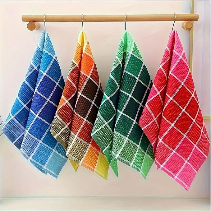 Premium Cotton Tea Towels Set– Super Absorbent, Durable & Soft, Kitchen Tea Towels for Drying, Cleaning, and Baking – Pack of 4, (68cm by 42cm) Eco-Friendly Dish Clothes.