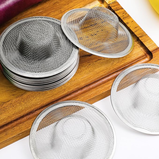 40 Pcs Mesh Sink Strainer, 4.5" Diameter Stainless Steel Slop Basket Filter Trap Metal Durable Kitchen Sink Drain Strainer with Large Wide Rim for The Sinks in Kitchen Bathroom Shower Drain