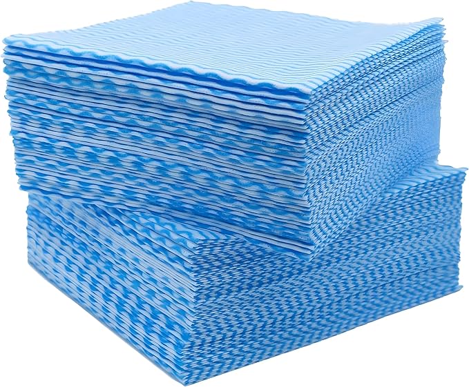 Bexter Disposable Cleaning Towels & Dish Cloths (50 Count) – Reusable Blue Handy Cleaning Wipes for Kitchen, Dishes, Counters & Home Cleaning