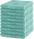 DecorRack 10 Pack 100% Cotton Kitchen Towels, 12x12 inch Soft Terry Dishcloths, Absorbent Hand Towels for Cleaning, Drying & Dishes, Plaid Pattern Cleaning Rags, Mint (Pack of 10)