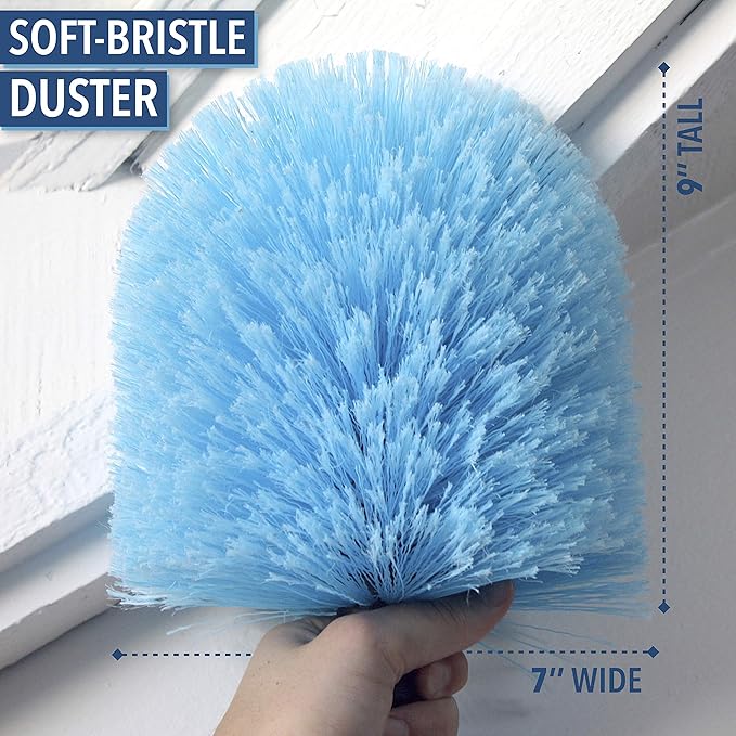 EVERSPROUT 1.5-to-3 Foot Cobweb Duster and Extension-Pole Combo (8-10 Ft Standing Reach, Soft Bristles) | Hand Packaged | Lightweight, 3-Stage Aluminum Pole | Indoor & Outdoor Use Brush Attachment