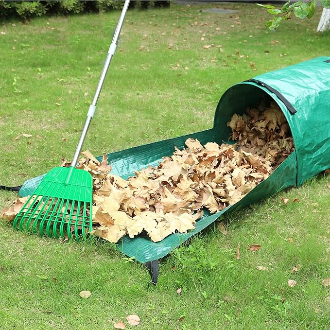 Gardzen 2-Pack Large Yard Dustpan-Type Garden Bag with Traps for Collecting Leaves - Reusable Heavy Duty Gardening Bags, Lawn Pool Garden Leaf Waste Bag - 53 Gallon Per Bag