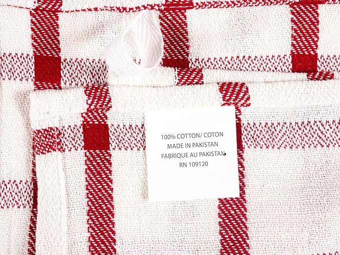 KAF Home Assorted Flat Kitchen Towels |100% Cotton - 18 x 28 inches | Ultra Absorbent Soft Dish Towels | Perfect for Cooking, Cleaning, and Drying Hands (Red, 18 x 28-10 Pack)