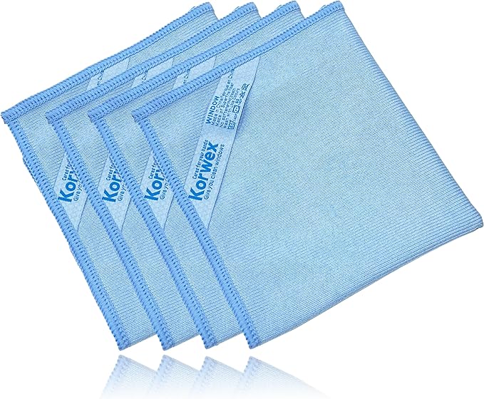 Window Cleaning Cloth, Glass Cleaning Cloth, Streaks Schatches Free. (Blue 4 Pack)