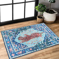 2x3 FT Leopard Rug for Living Room Vintage Animal Rug Aesthetic Rugs for Girls Room Nursery Bedroom Home Office Dorm Thin Bright Blue Carpet (Blue, 2X3 FT)