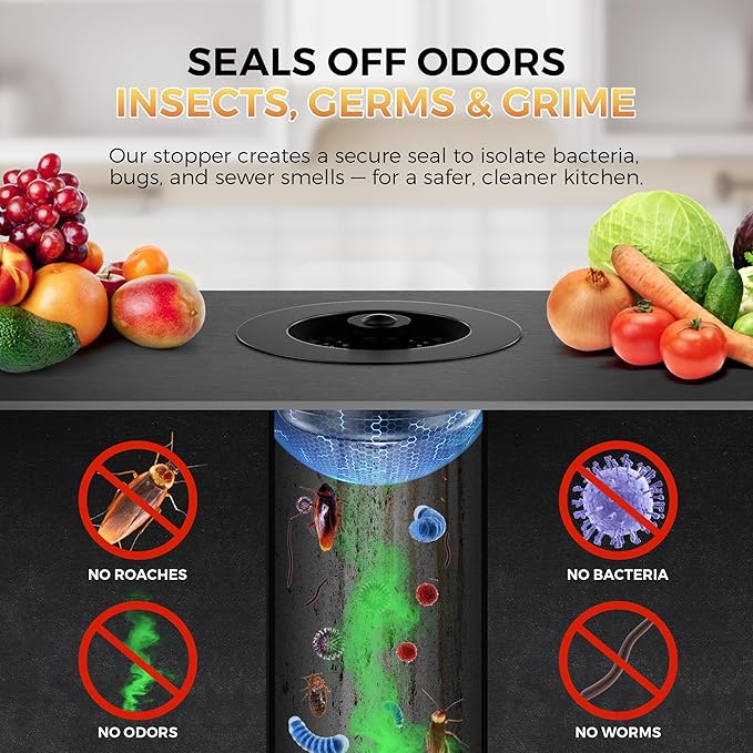 3-in-1 Kitchen Sink Strainer & Stopper, Matte Black Pop Up Drain Filter – Anti-Clogging Food Catcher with Brass Core – Fits Standard 3.5 Inch Drain, Deep Basket for Easy Cleaning