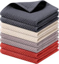 Kitinjoy 100% Cotton Kitchen Dish Cloths (12 X 12 Inches, Multicolor), 8 Pack Waffle Weave Ultra Soft Absorbent Dish Towels for Drying Dishes Quick Drying Kitchen Towels Dish Rags