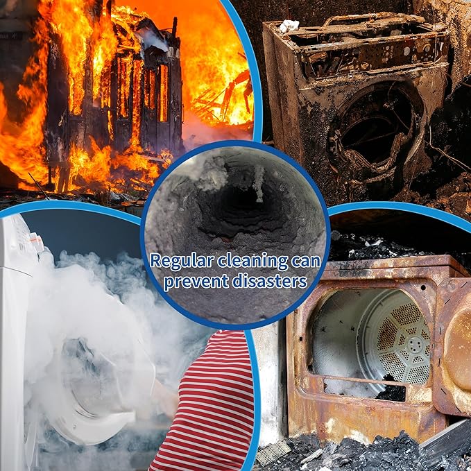 15 Feet Dryer Vent Cleaning Brush Kit, Multi-Scene Durability Chimney Brush with Flexible Nylon Rod, Multi-Purpose lint Cleaning Brush for Drill,Chimneys, fireplaces, Ventilation ducts