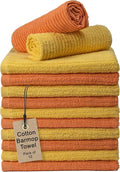 Textila Bar Mop Towels - 16x19 Inches - Pack of 12 - Lemon Yellow - Orange - Cotton Dish Cloths & Cleaning Towels for Kitchen, Bar, Restaurant, Household Use – Absorbent, Durable, Reusable