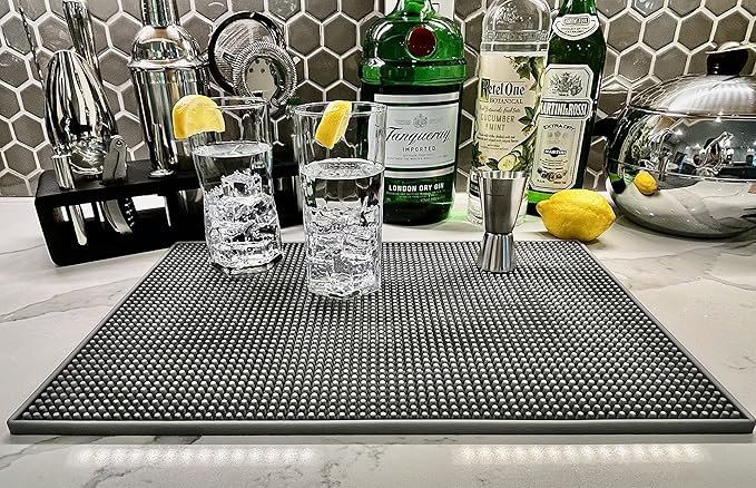 Highball & Chaser 2 Pack Bar Mat, Dish Drying mat, 18 in x 12in Thick Durable and Stylish Service Coffee Bar Mat/Espresso mat for Spills, Bars, Restaurants, Coffee Counter Mat