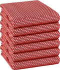 TWINY threads 6-Pack Cotton Kitchen Towels, 18x28 Inches, Soft & Absorbent Dish Cloths Set with Hanging Loop, Quick-Dry, Reusable and Washable Washcloths for Cooking, Baking & Cleaning Tasks, Red
