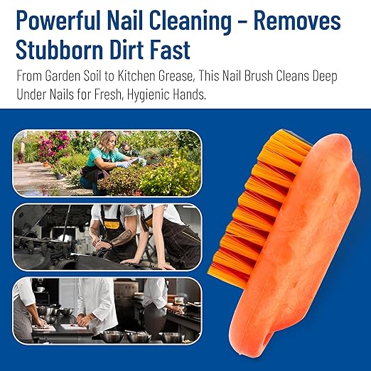 SPARTA 5 Inch Hand and Nail Brush with Stiff Polyester Bristles, Polypropylene Body, Color Coded Scrub Brush for Commercial Foodservice and Industrial Use, Orange (Pack of 12)