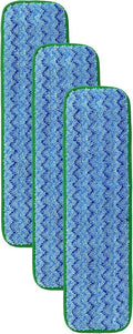 Rubbermaid Commercial Products Mop Head for Microfiber Damp Mop, 18-Inch, Green, Heavy-Duty Single Sided Cleaning Cloth for Hardwood/Tile/Laminated Floors in Kitchen/Lobby/Office (Pack of 3)