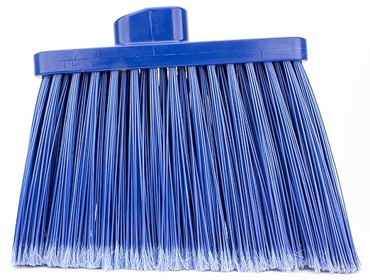 SPARTA Plastic Broom Head, Angled, Flagged for Small Debris Indoor, Outdoor, Home, Restaurant, Lobby, Office, 12 Inches, Blue
