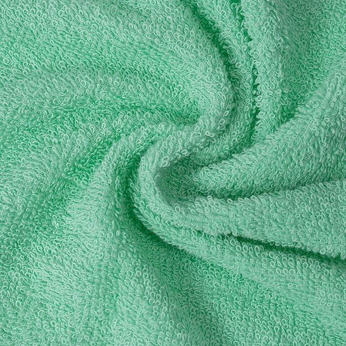 Textila Terry Wash Cloths – Pack of 10, Aqua Green, 12x12 Inches – Soft, Absorbent & Multipurpose Cotton Washcloths for Face, Hand, Bath, Kitchen, Spa, Gym & Hotel Use