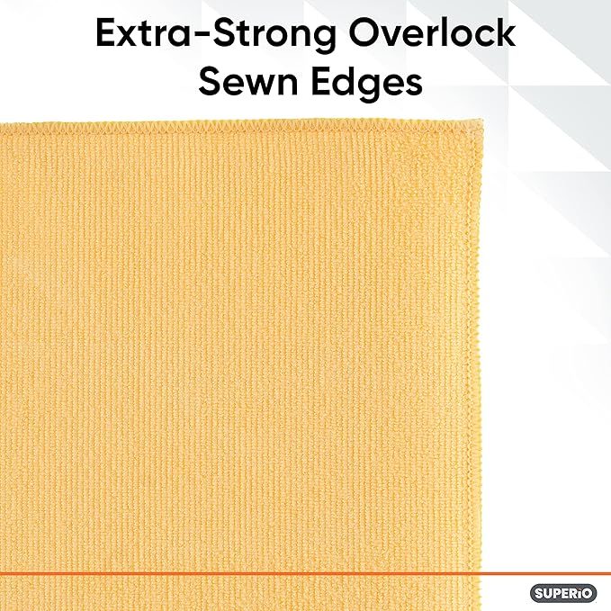 Superio Microfiber Cleaning Cloth for Cars, Kitchen Cleaning Rags for Housekeeping, 16" Micro Fiber Towels for House, Bathroom Absorbent All-Purpose Streak-Free lint-Free Wash Cloths (3 Yellow)