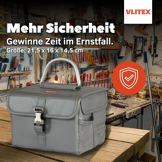Lithium Battery Storage Box L (Large) | Engineered in Germany | Fireproof E-Fiberglass & Silicone Blend | Certified Lipo Safe Bag Container