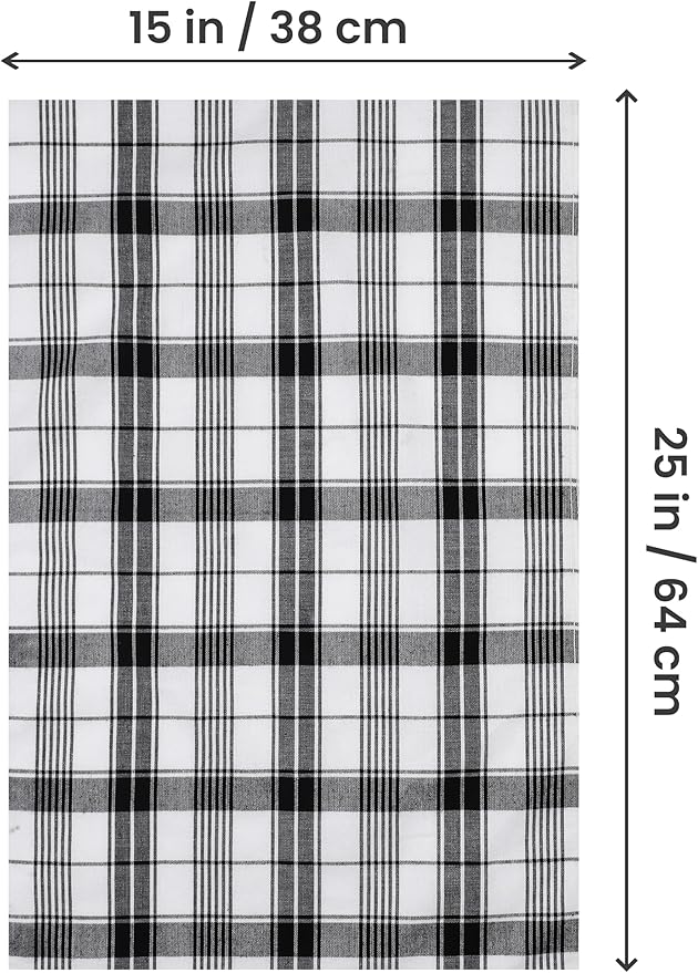 Utopia Towels Black & White Dish Towels [12 Pack - 15 x 25 Inches] 100% Ring Spun Cotton Highly Absorbent & Reusable Cleaning Bar, Tea, Kitchen and Dishcloths Set - 200 GSM
