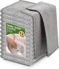 12Pack Upgrade Multipurpose Wire Dishwashing Rags, Double-Side Non Scratch Wire Dishcloth, for Wet and Dry Use, Reusable Metal Scrubbing Microfiber Clean Cloths for Home/Kitchen/Stove（Grey）