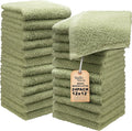 Basic Wash Cloths 12x12 Inches – Bulk Pack of 24 – Sage Green Color – Soft and Absorbent Multipurpose Cotton Washcloths for Bathroom, Spa, Gym, Salon, Hotel, and Everyday Use