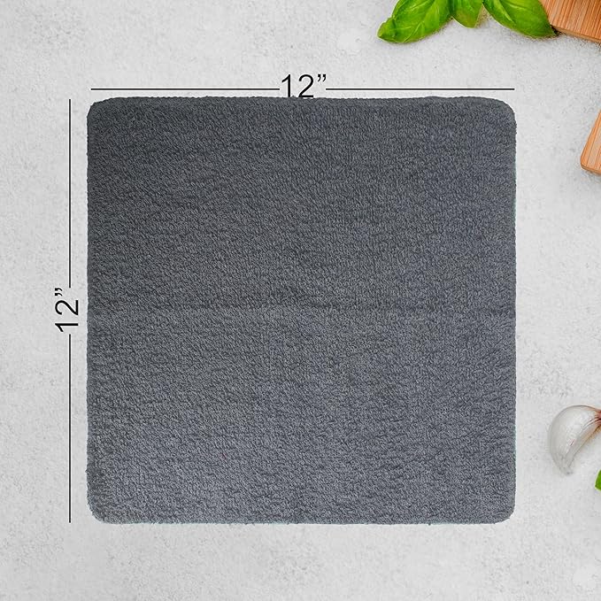 Textila Terry Wash Cloths – Pack of 10, Cool Grey, 12x12 Inches – Soft, Absorbent & Multipurpose Cotton Washcloths for Face, Hand, Bath, Kitchen, Spa, Gym & Hotel Use