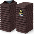 Mordimy 24 Pack Kitchen Towels (20" x 10", Dark Grey & Brown), Super Soft and Absorbent Dish Towels, Coral Velvet Microfiber Cleaning Cloth, Nonstick Oil Fast Dry Dish Cloths