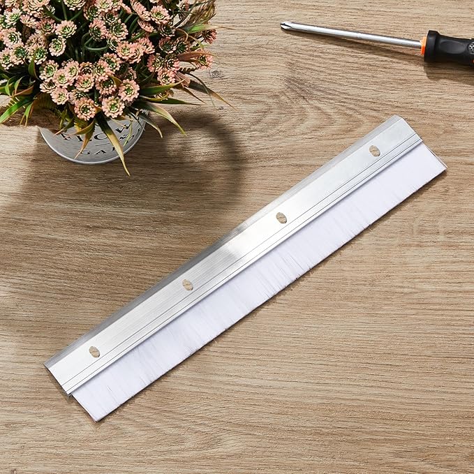 Hushee 2 Pcs 36 Inches Brush Door Sweep for Exterior, Aluminum Commercial Door Sweep Bottom All-Season Alloy Brush for Exterior and Interior Sealing Gaps Keeps Cold Air, Dust Out (White)
