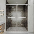 44-48" W x 76" H Frameless Shower Door, Double Sliding Glass Shower Door with 5/16" (8mm) Clear SGCC Tempered, Roller Disc System, 304 Stainless Steel (Brushed Nickel, 44-48" W*76" H)