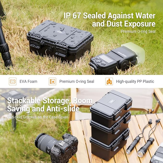 KIWIFOTOS 58 Slots AA AAA Battery Case Holder with Tester IP67 Waterproof Outdoor Household Batteries Storage Organizer Container with CR2032 Coin Cell Battery Holder