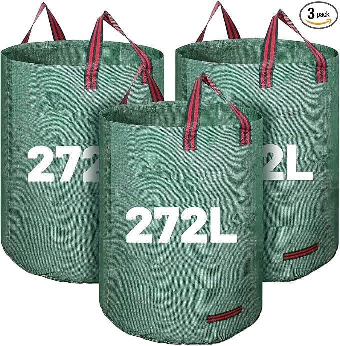 72 Gallons Reusable Yard Waste Bags, 3 Packs Lawn and Leaf Bags With Reinforced Handles, Collapsible Garden bag For Leaves,Grass,Storm Debris,Construction Waste, Standable&Foldable