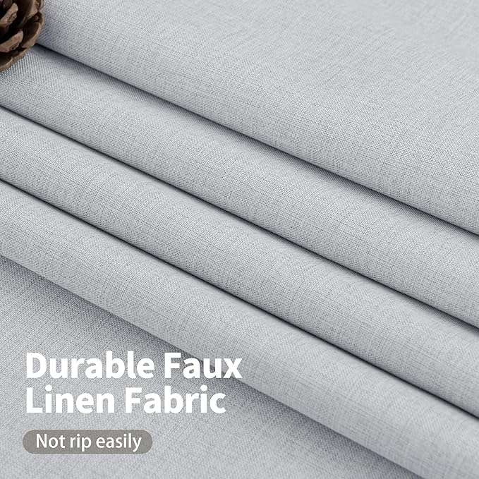 YoungsTex 54 Inch Length Linen 100% Blackout Curtains for Bedroom, Short Thermal Insulated Drapes with Grommet Full Room Darkening for Living Room Window, Light Grey, 2 Panels, 42 X 54 Inch