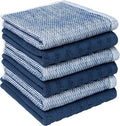 Bumble Premium Dish Cloths 13"x13" (6 Pack) | 100% Natural Ring Spun Cotton | 400 GSM | Highly Absorbent & Soft |Yarn Dyed & Solid Dyed Terry Dish Cloth Set - Blue