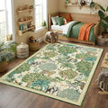 GarveeHome Jungle Rug 10x13 Washable Area Rugs for Living Room, Beige Animal Print Rug Non Slip Low Pile Forest Stain Resistance Large Throw Carpet for Kids Bedroom Nursery Playroom Dining Room