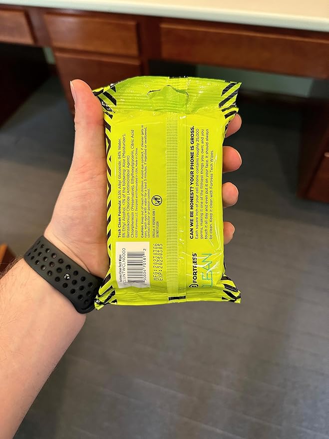 Fortress Electronic Wipes (25 ct, Pack of 72) To-Go Tech Wipes for Screens, Phones, Keyboards, TV Monitors, Computer Screens, and More [Travel Size] Skin-Safe