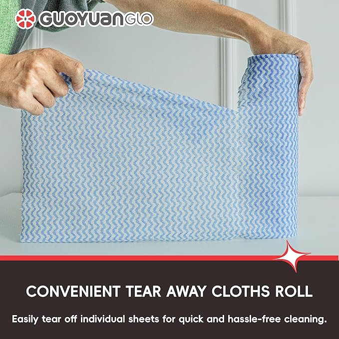 Disposable Cleaning Cloths Roll Disposable Dish Cloth Multi-Purpose Heavy Duty Paper Towels-200 Sheets,Blue