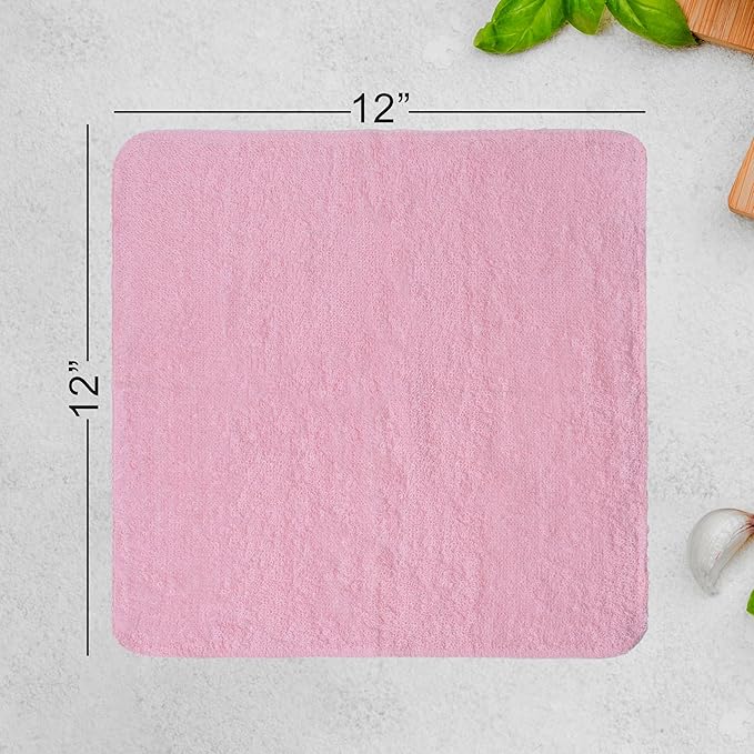 Textila Terry Wash Cloths – Pack of 10, Baby Pink, 12x12 Inches – Soft, Absorbent & Multipurpose Cotton Washcloths for Face, Hand, Bath, Kitchen, Spa, Gym & Hotel Use