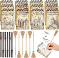 24 Pcs Magical Wizard Notepads Set Spiral Notebooks and Magic Wand Pencils Witch Broom Pencils Castle Magical Wizard School Mini Notepads Small Pocket Journal Goodie Bag Stuffers for Wizard School Classroom Favors Supplies